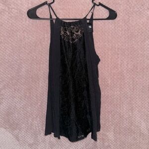 Black lace tank top with a cute flower design on the back